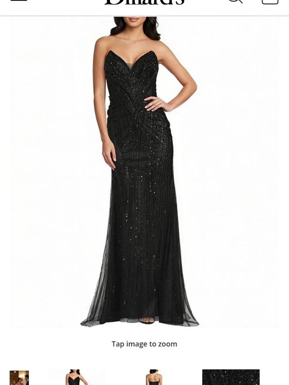 Strapless Black Sequin Evening Gown